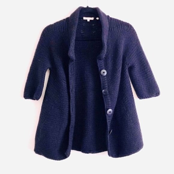 Vince Sweater S Wool Chunky Knit Mock Neck Black Button Down Warm Cozy Luxury - Picture 3 of 7